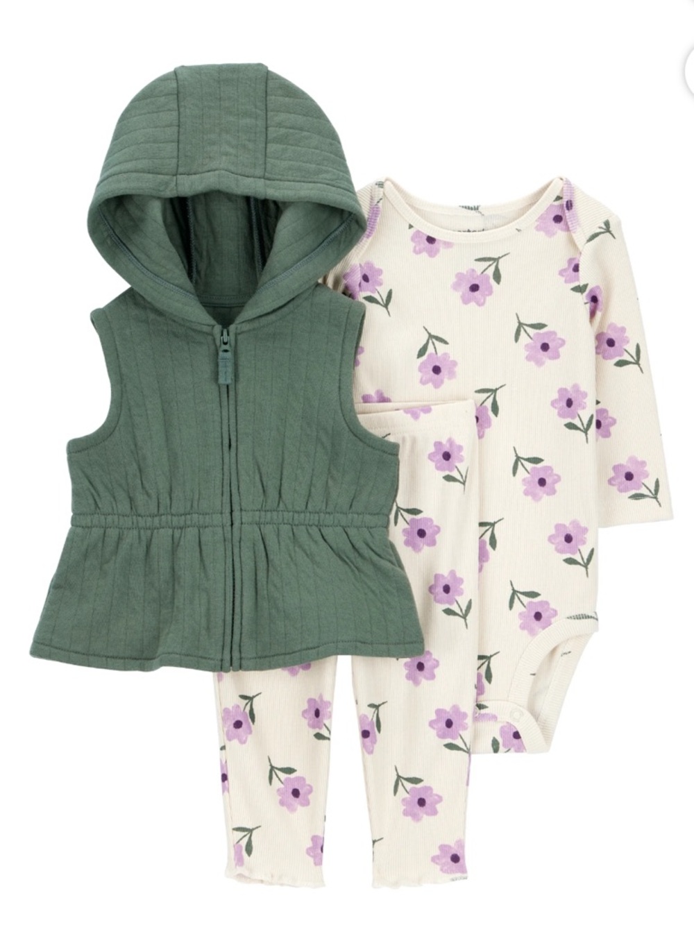 Carter's Child of Mine Baby Girl Vest Outfit 3-Piece set size 0-3 months  (48)